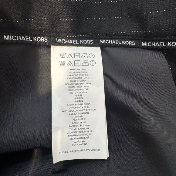 NWT Michael Kors Women's Pinstriped Boot-Cut Trousers Black Pants Size 10 - Picture 11 of 14